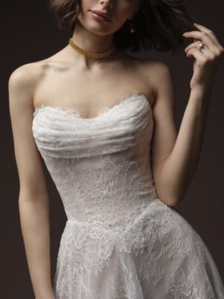 Maggie Sottero a-line wedding dress “Maelle” at Bridal by Brittany Ann, Cleveleys — back & side
