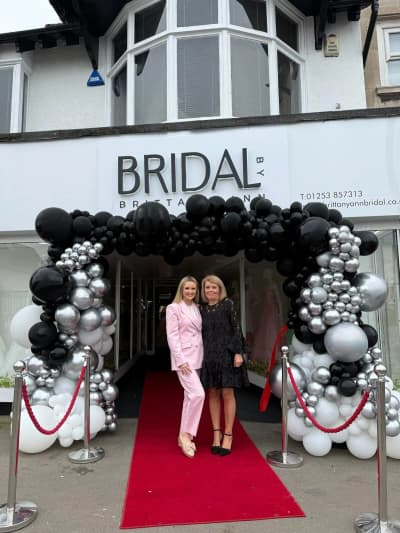 Brittany and Gill outside the Bridal by Brittany Ann shopfront on launch day